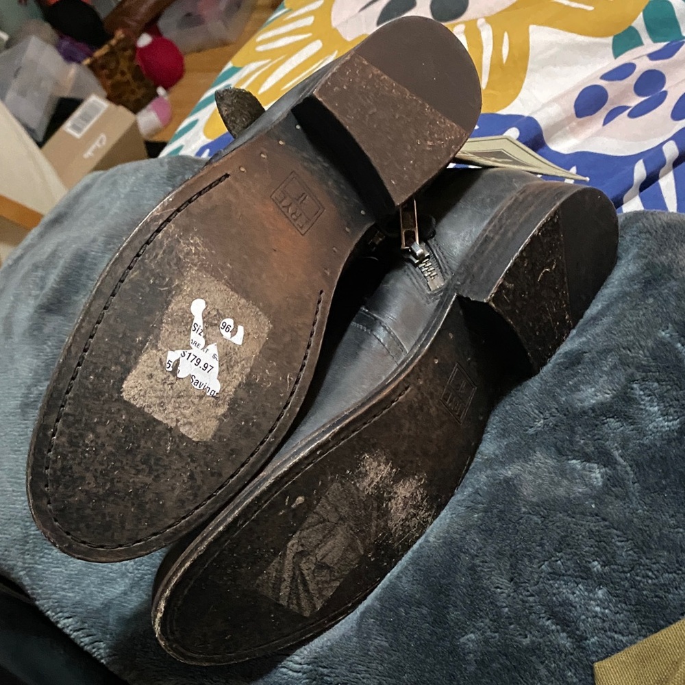 Frye Black Leather Boots with Zipper - Picture 5 of 5